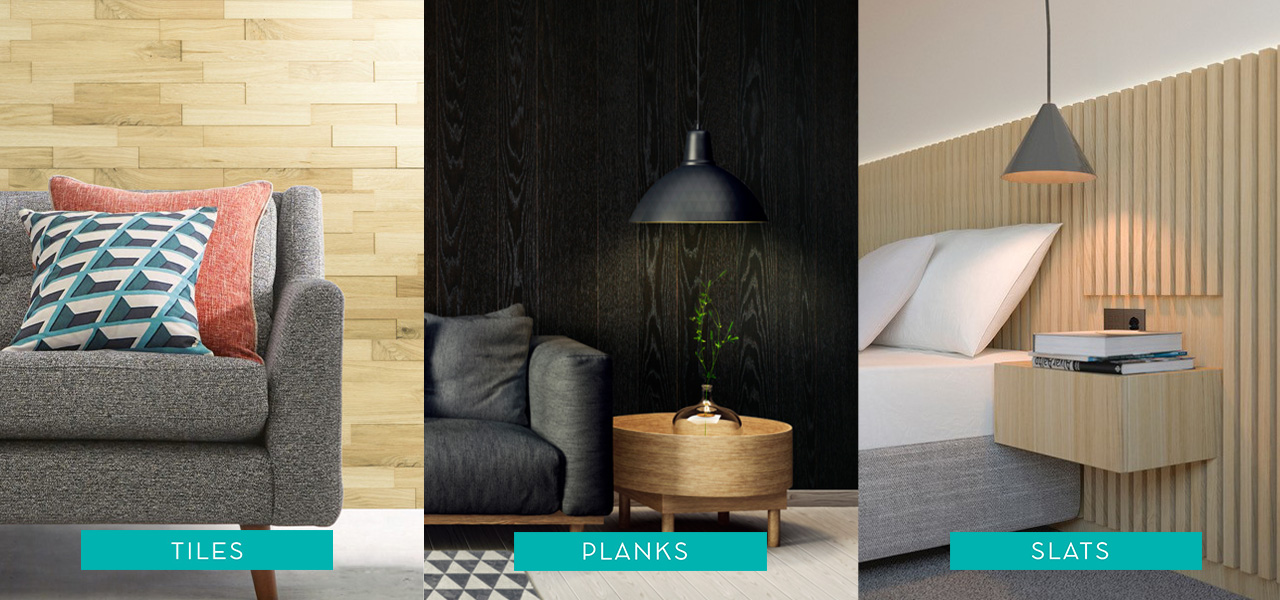 Fineer wandbekleding Astrata Slats, Tiles en Planks