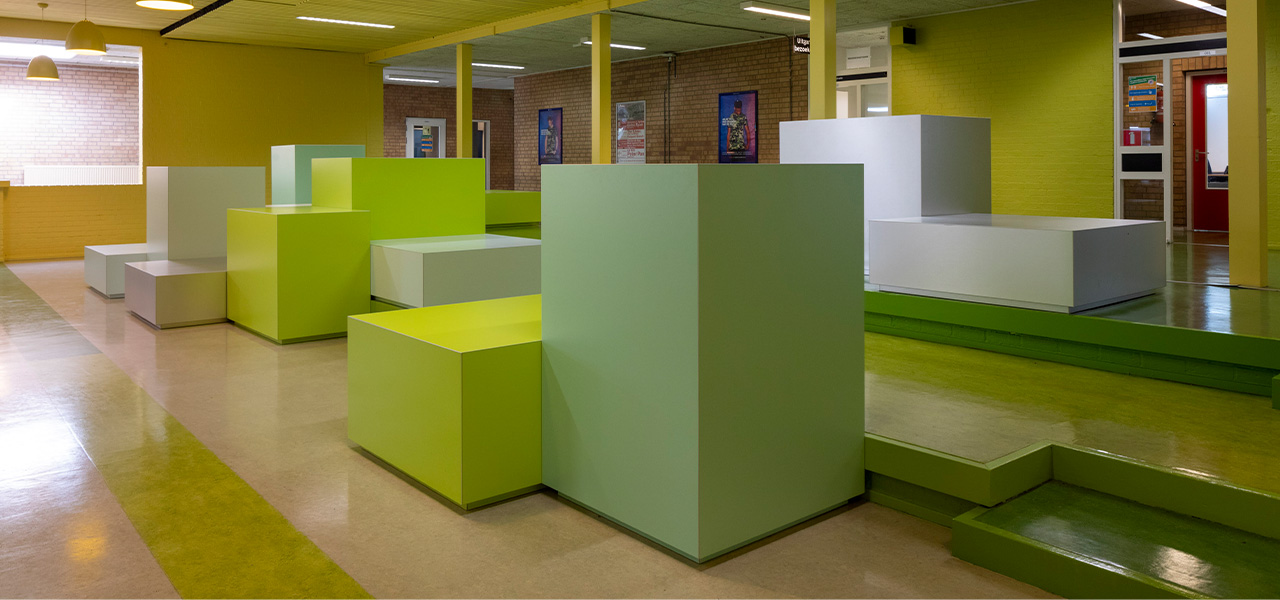 Schoolinterieur De Marke Deventer Polyrey HPL en Resopal